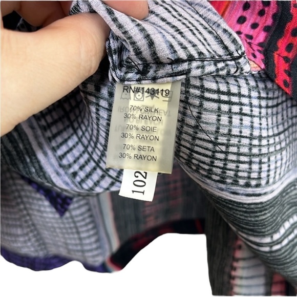 Dressori Silk Striped Button Up 3/4 Sleeve Blouse Women Size S - Picture 4 of 5